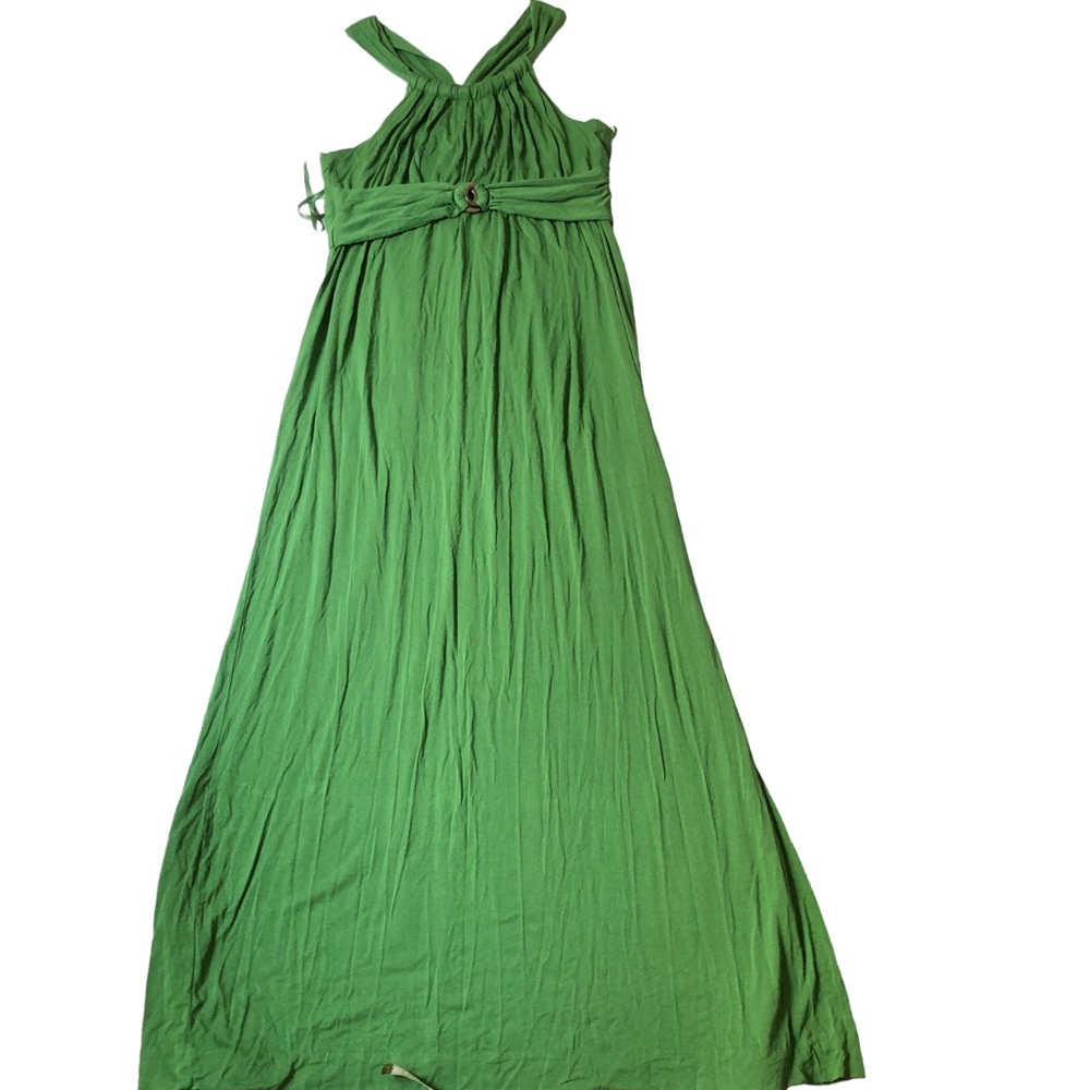 Max Studio Green Maxi Halter Strap Dress SZ L. Viscose/ spandex - Picture 4 of 16
